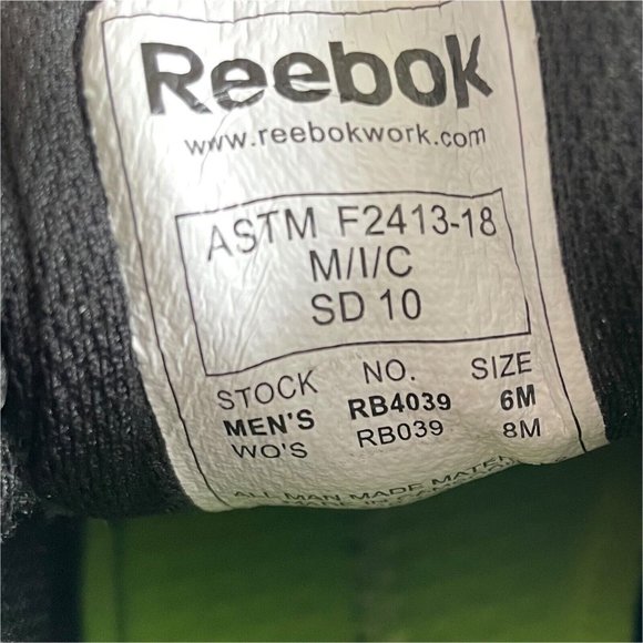 Reebok Men's Athletic Work Shoe Sz 6M Sublite Cushion Composite Toe Black RB4039 - Picture 15 of 16